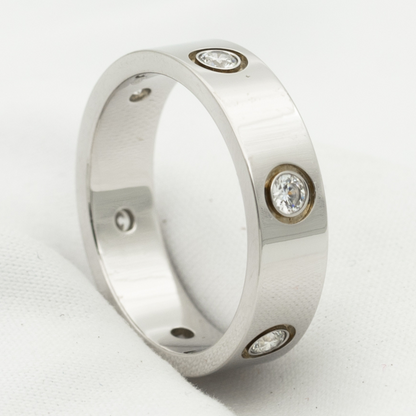 [⭐⭐JeweliWhal]LOVE RING 5.5MM 6 DIAMONDS SILVER