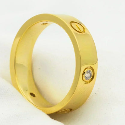 [⭐⭐JeweliWhal]ラブリング 5.5MM 3ダイヤモンド ゴールド
