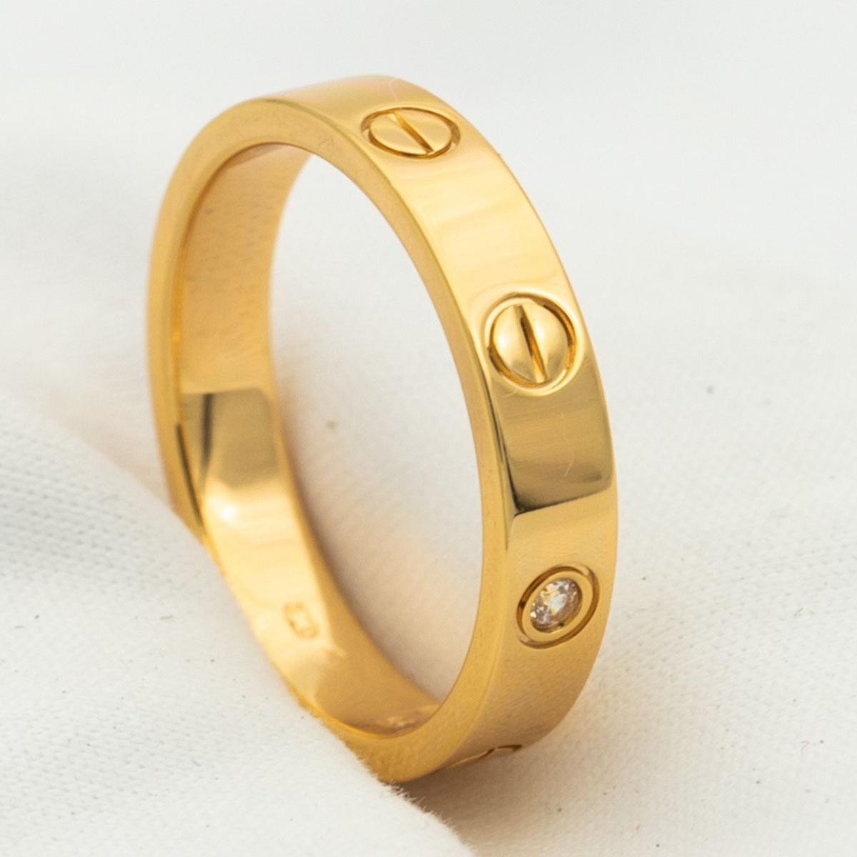 [⭐⭐JeweliWhal]LOVE RING 4MM 1 DIAMOND PINK GOLD