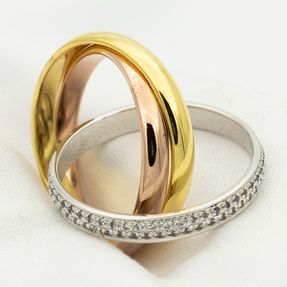 [⭐⭐JeweliWhal Jewelry]TRINITY RING GOLD PINK GOLD SILVER DIAMONDS