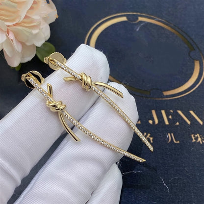 [⭐JeweliWhal]KNOT DROP EARRINGS IN YELLOW GOLD WITH DIAMONDS