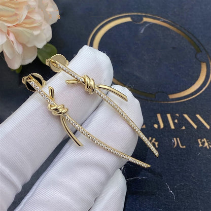 [⭐JeweliWhal]KNOT DROP EARRINGS IN YELLOW GOLD WITH DIAMONDS