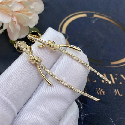 [⭐JeweliWhal]KNOT DROP EARRINGS IN YELLOW GOLD WITH DIAMONDS
