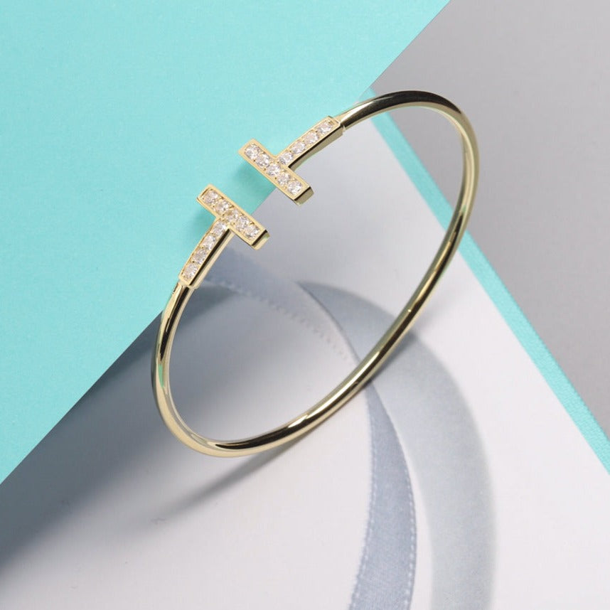 [⭐JeweliWhal]T BRACELET 1.8MM GOLD DIAMOND