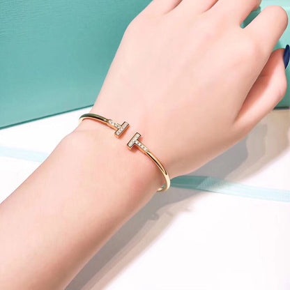 [⭐JeweliWhal]T BRACELET 1.8MM GOLD DIAMOND