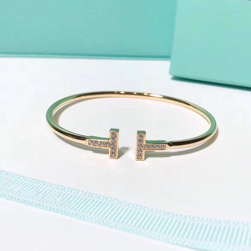 [⭐JeweliWhal]T BRACELET 1.8MM GOLD DIAMOND