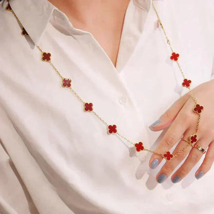 [⭐⭐JeweliWhal]CLOVER 20 MOTIFS CARNELIAN NECKLACE