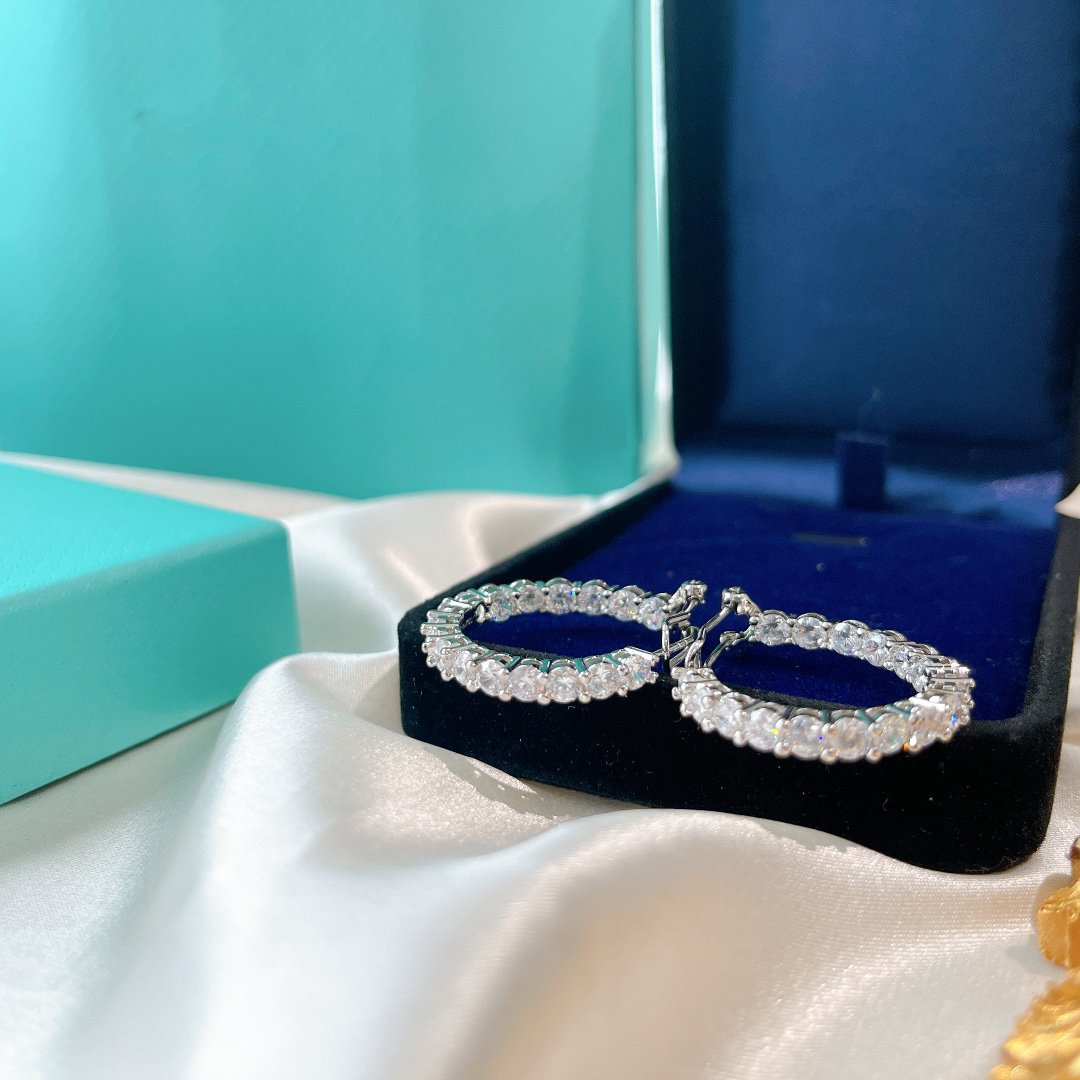 [⭐JeweliWhal]SILVER DIAMOND HOOP EARRINGS