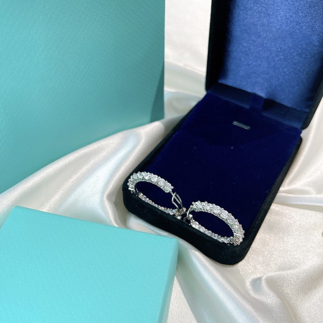 [⭐JeweliWhal]SILVER DIAMOND HOOP EARRINGS