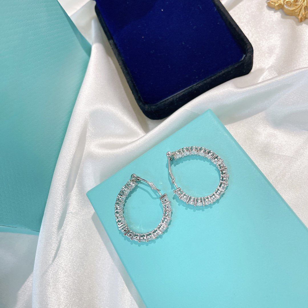 [⭐JeweliWhal]SILVER DIAMOND HOOP EARRINGS