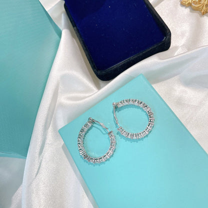 [⭐JeweliWhal]SILVER DIAMOND HOOP EARRINGS