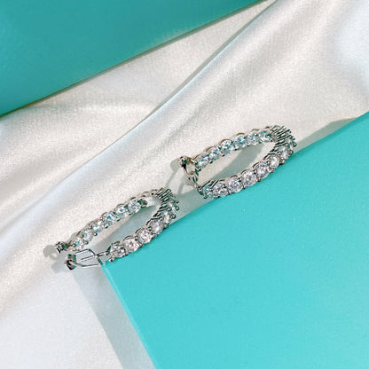 [⭐JeweliWhal]SILVER DIAMOND HOOP EARRINGS