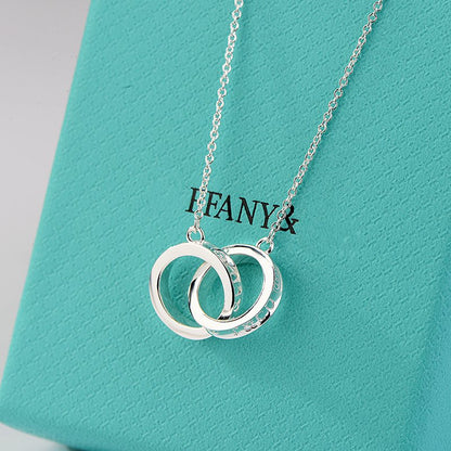 [⭐JeweliWhal]NECKLACE FEMALE DOUBLE RING DOUBLE CIRCLE COUPLE PENDANT