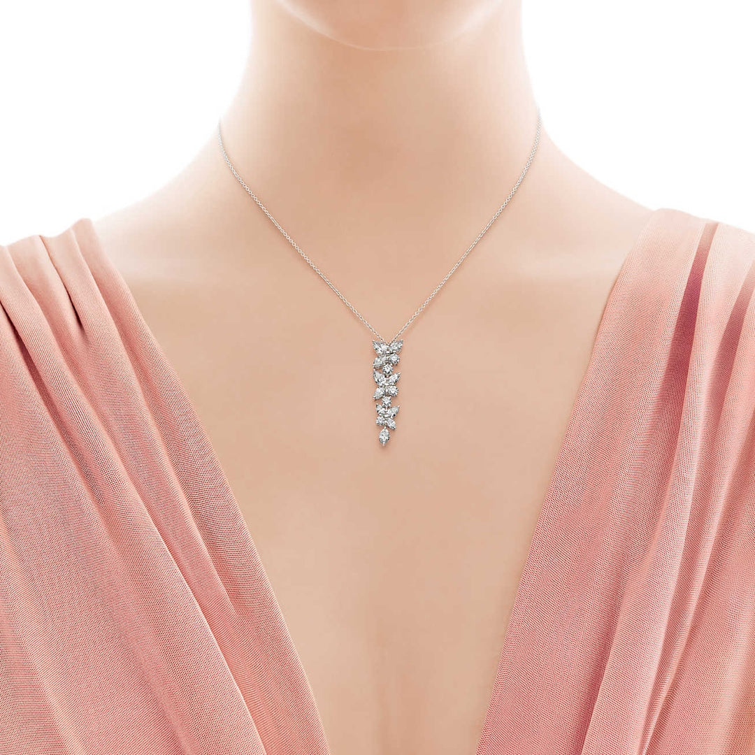 [⭐JeweliWhal]MIXED CLUSTER DIAMOND DROP PENDANT