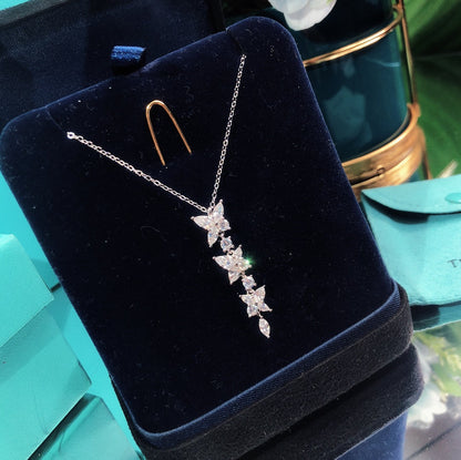 [⭐JeweliWhal]MIXED CLUSTER DIAMOND DROP PENDANT