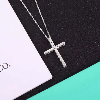 [⭐JeweliWhal]MOISSANITE STONE CROSS PENDANT NECKLACE SIMULATED DIAMOND CROSS CHOKER