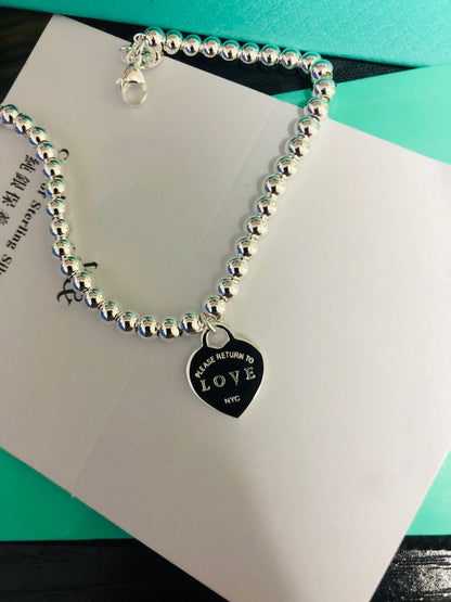 [⭐JeweliWhal]LOVE TIFFANY RED HEART TAG BEAD BRACELET