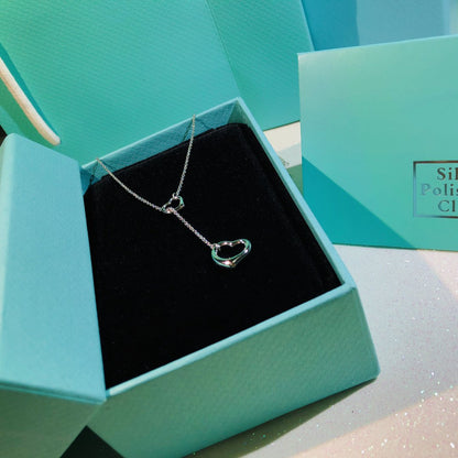 [⭐JeweliWhal]OPEN HEART LARIAT NECKLACE SILVER
