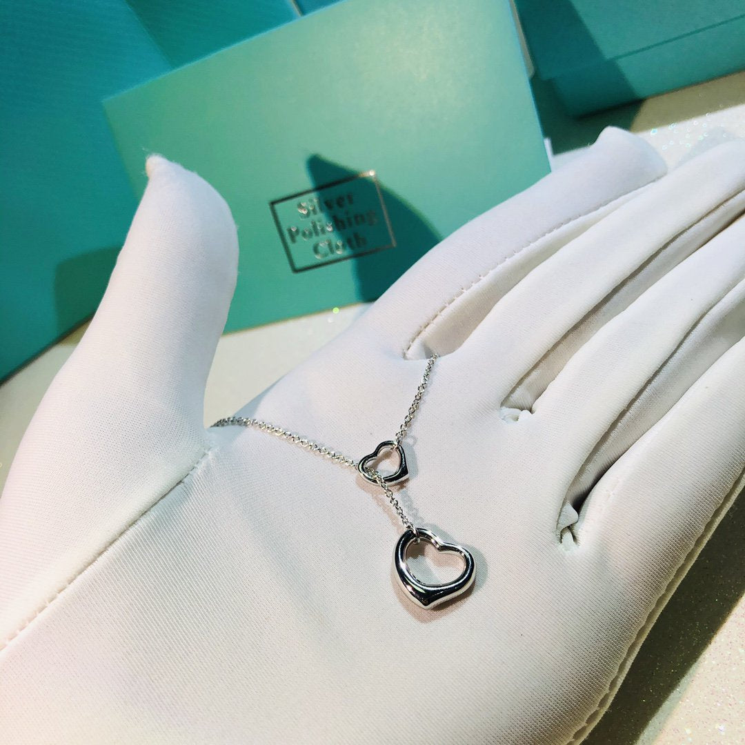 [⭐JeweliWhal]OPEN HEART LARIAT NECKLACE SILVER