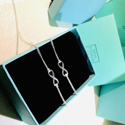 [⭐JeweliWhal]SILVER INFINITY DOUBLE CHAIN NECKLACE