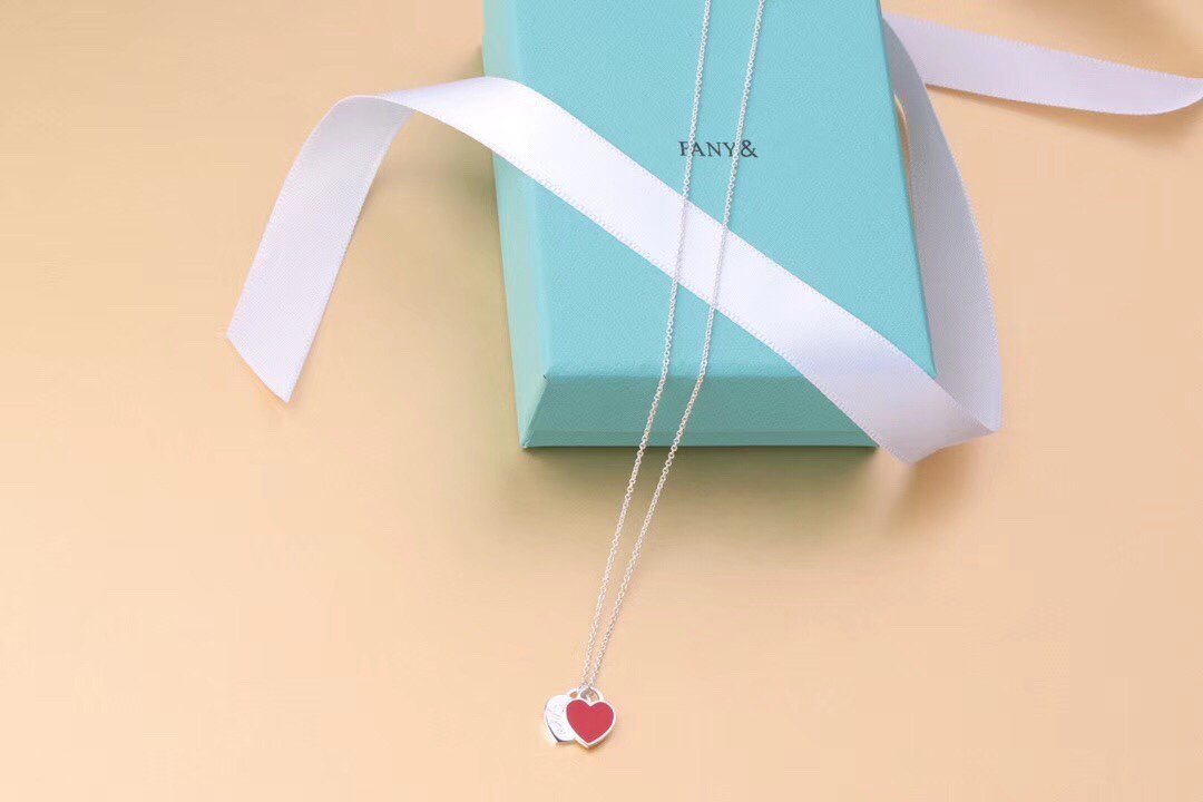 [⭐JeweliWhal]DOUBLE HEART TAG PENDANT SILVER MINI NECKLACE
