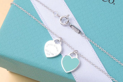 [⭐JeweliWhal]DOUBLE HEART TAG PENDANT SILVER MINI NECKLACE