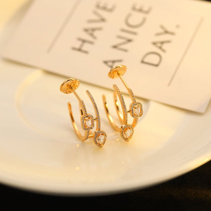 [⭐⭐JeweliWhal]CREOLES MY TWIN 2 RANGS SILVER DIAMOND EARRINGS