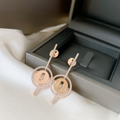 [⭐⭐JeweliWhal]Demo MOVE ARROW PINK GOLD DIAMOND EARRINGS