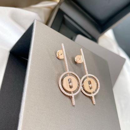 [⭐⭐JeweliWhal]Demo MOVE ARROW PINK GOLD DIAMOND EARRINGS