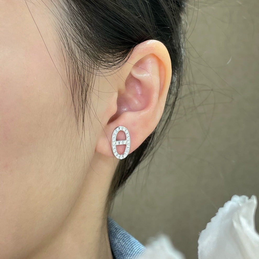 [⭐⭐JeweliWhal]HM フルダイヤモンド ピッグノーズ スタッドピアス