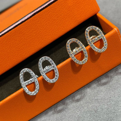 [⭐⭐JeweliWhal]HM フルダイヤモンド ピッグノーズ スタッドピアス
