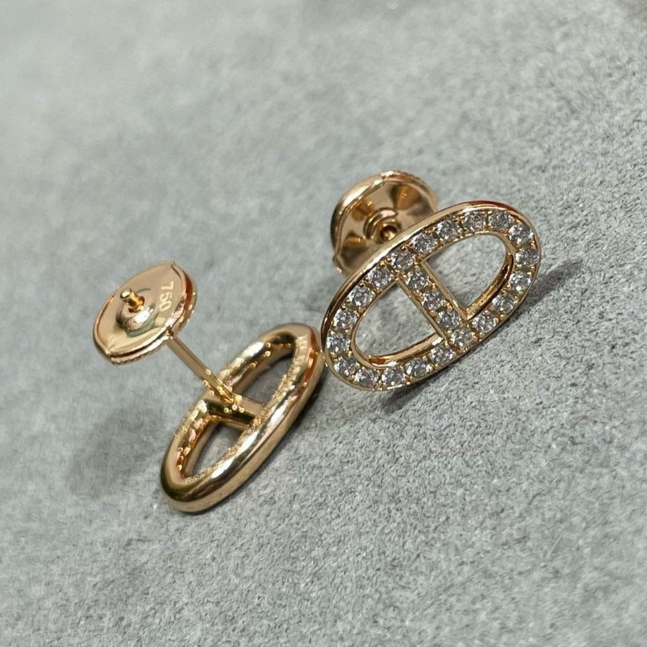 [⭐⭐JeweliWhal]HM フルダイヤモンド ピッグノーズ スタッドピアス