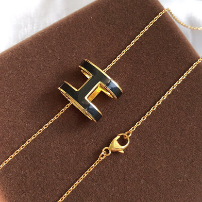 [⭐⭐JeweliWhal]HM CLIC BLACK ENAMEL GOLD NECKLACE