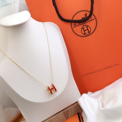 [⭐⭐JeweliWhal]HM CLIC RED ENAMEL GOLD NECKLACE