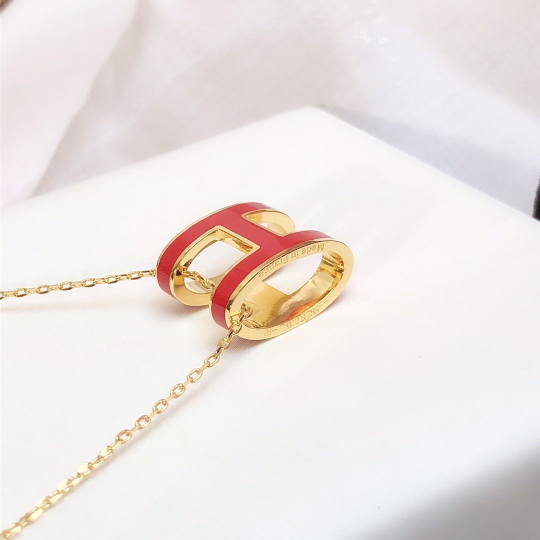 [⭐⭐JeweliWhal]HM CLIC RED ENAMEL GOLD NECKLACE