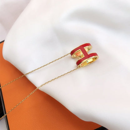 [⭐⭐JeweliWhal]HM CLIC RED ENAMEL GOLD NECKLACE