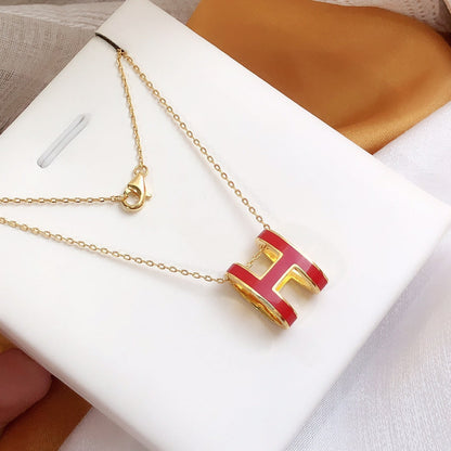 [⭐⭐JeweliWhal]HM CLIC RED ENAMEL GOLD NECKLACE