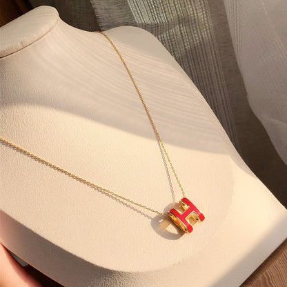 [⭐⭐JeweliWhal]HM CLIC RED ENAMEL GOLD NECKLACE