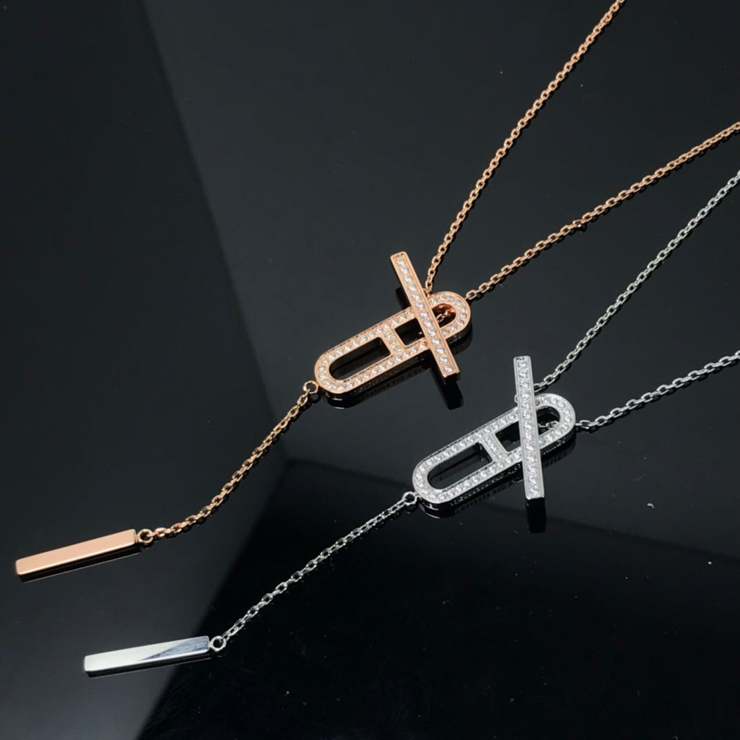 [⭐⭐JeweliWhal]HM NECKLACE PLATINUM ROSE GOLD DIAMOND