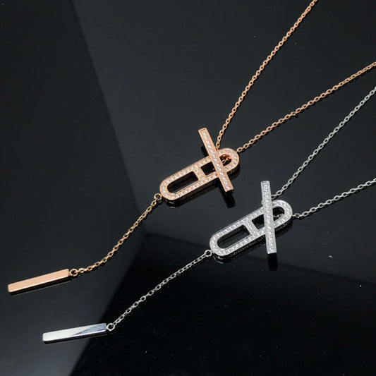 [⭐⭐JeweliWhal]HM NECKLACE PLATINUM ROSE GOLD DIAMOND