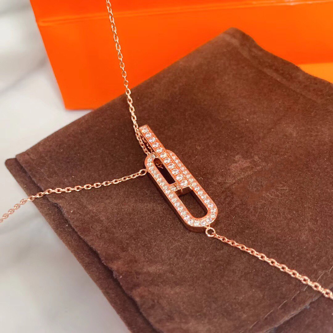 [⭐⭐JeweliWhal]HM NECKLACE PLATINUM ROSE GOLD DIAMOND