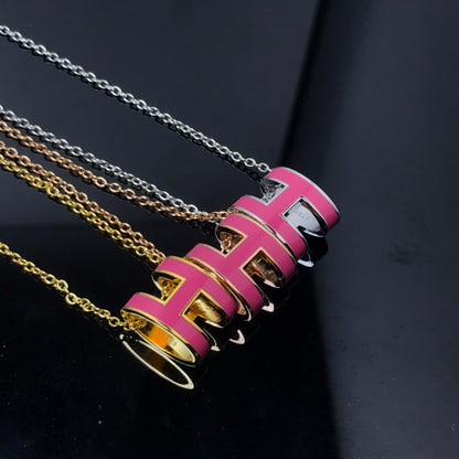 [⭐⭐JeweliWhal]H NECKLACE PINK