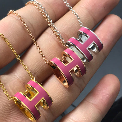 [⭐⭐JeweliWhal]H NECKLACE PINK