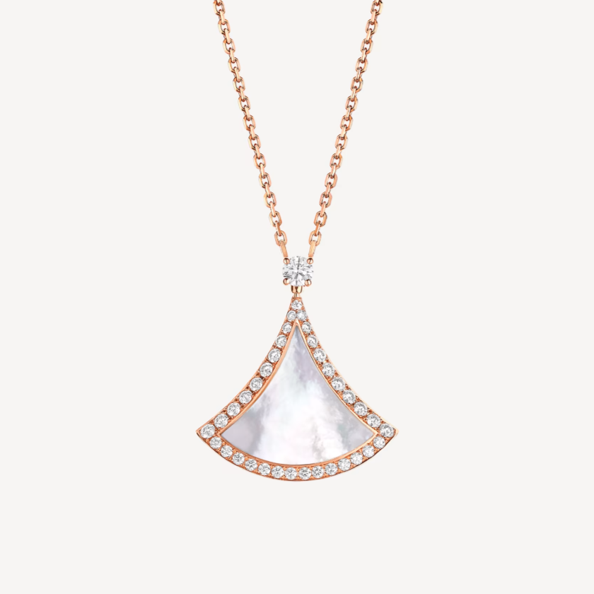 [⭐⭐JeweliWhal]DREAM MOP DIAMOND PAVED PINK GOLD NECKLACE
