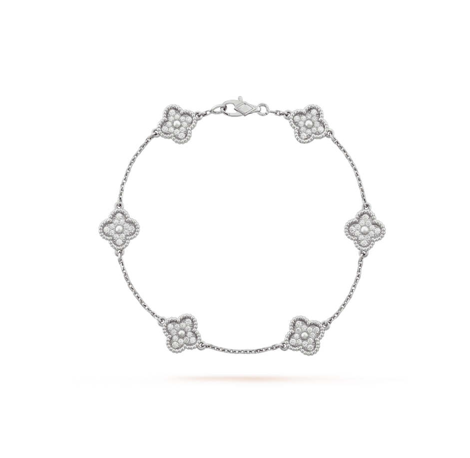 [⭐⭐JeweliWhal]CLOVER 6 MOTIF SILVER DIAMOND BRACELET