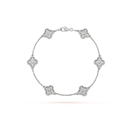 [⭐⭐JeweliWhal]CLOVER 6 MOTIF SILVER DIAMOND BRACELET