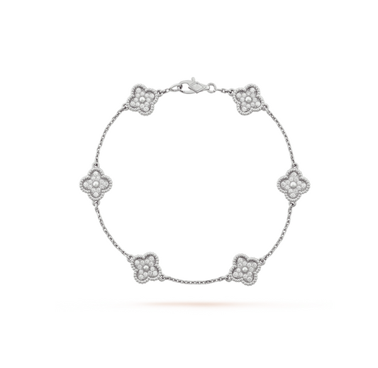 [⭐⭐JeweliWhal]CLOVER 6 MOTIF SILVER DIAMOND BRACELET