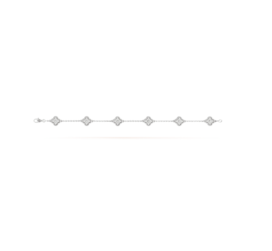 [⭐⭐JeweliWhal]CLOVER 6 MOTIF SILVER DIAMOND BRACELET