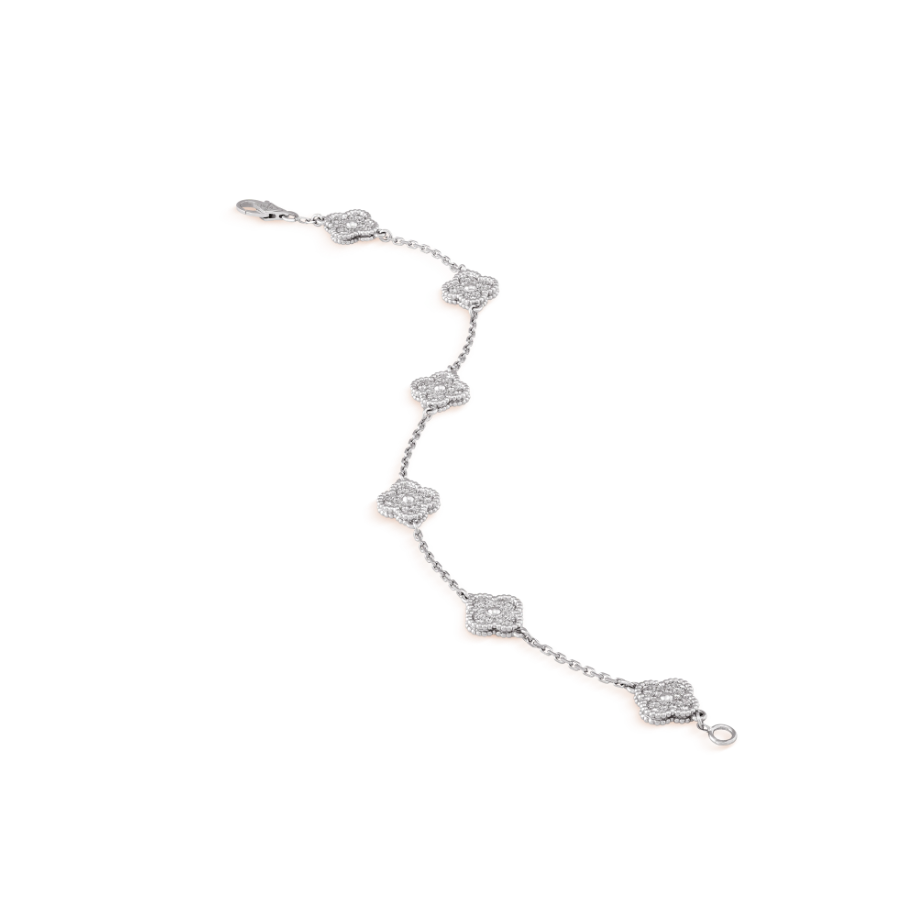 [⭐⭐JeweliWhal]CLOVER 6 MOTIF SILVER DIAMOND BRACELET