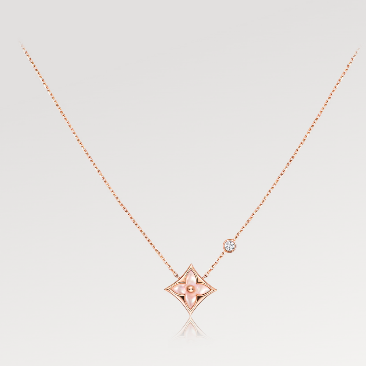 [⭐⭐JeweliWhal]STAR PINK MOP 1 DIAMOND PINK GOLD NECKLACE